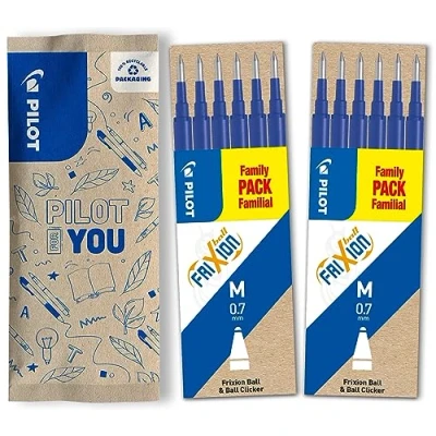 Abbildung von PILOT FriXion Ersatzminen 0.7 12 Stück (6er Sets), Farbe Blau Nachfüllminen mit radierbarer Tinte Kompatibel Ball &amp; Clicker mittlere Stärke Gel Tintenrollermine