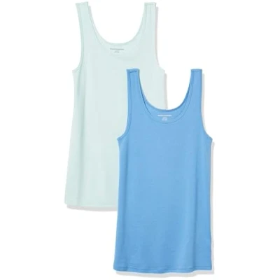 Abbildung von Amazon Essentials Damen Tanktop schlanke Passform, 2er Pack, Aquablau/Französisch Blau, M