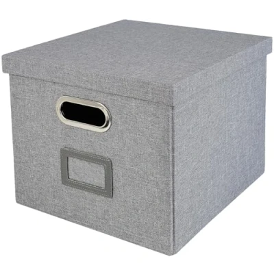 Abbildung von HMF Aufbewahrungsbox mit Deckel für DIN A4 Hängeregister passend Kallax 33 x 37,5 28 cm Schwarz