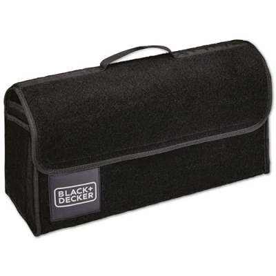 Abbildung von BLACK+DECKER Kofferraum Organizer Auto 55 x 15 23 CM Zubehör Innenraum Mit 1 Großem Fach und 2 Einstecktaschen Klettverschluss Schwarz