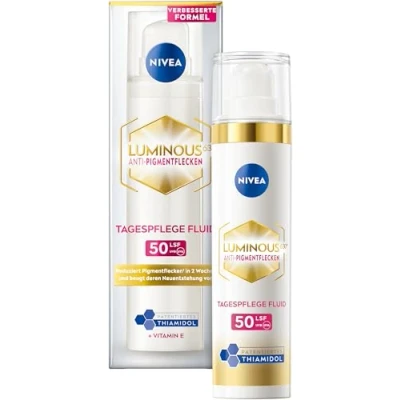 Abbildung von NIVEA LUMINOUS630 Anti Pigmentflecken Tagespflege Fluid, Gesichtspflege mit LSF 50, Thiamidol, Hyaluronsäure &amp; Vitamin E, schützt vor lichtbedingter Hautalterung (40 ml)