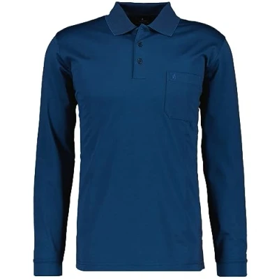 Abbildung von Ragman Herren Softknit Polo Langarm, Dunkelblau, L