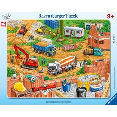 Abbildung von Ravensburger 6058 Kinderpuzzle 06058 Arbeit auf der Baustelle Rahmenpuzzle für Kinder ab 3 Jahren, mit 12 Teilen, Silver