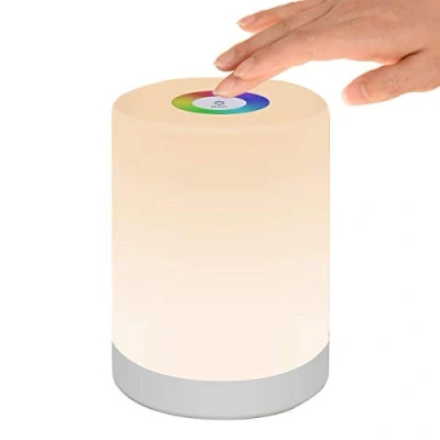 Abbildung von DIWUJI Nachttischlampe Touch Dimmbar, LED Smart NachtLicht Stimmungslicht Schreibtischlampe, USB Aufladbar, Tragbar, FarbWechsel 256 RGB für Kinder, Schlafzimmer, Camping (Warmweiß)