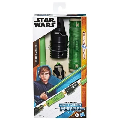 Abbildung von Star Wars Lightsaber Forge Kyber Core Luke Skywalker mit grünen Lichteffekten im transparenten Kern, Spielzeug für Kinder ab 5 Jahren
