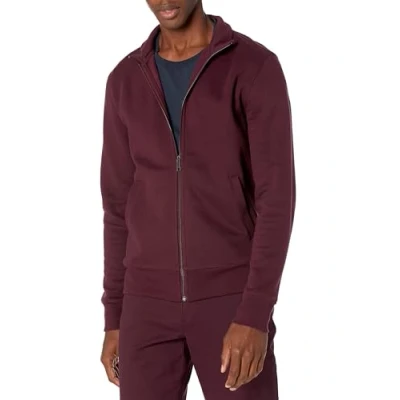 Abbildung von Amazon Essentials Herren Fleece Jacke mit durchgehendem Reißverschluss, Burgunderrot, L