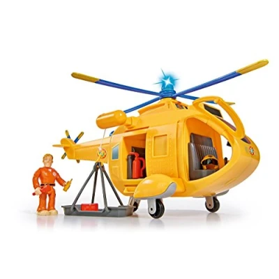 Abbildung von Simba 109251002 Feuerwehrmann Sam Hubschrauber Wallaby II (34 cm, 6 Sitzplätze) für Kinder ab 3 Jahren, mit Originalsound, Licht, drehbarem Rotor, Seilwinde und Tom Thomas Figur, Gelb