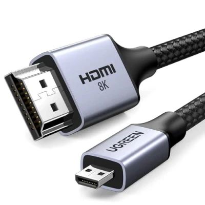 Abbildung von UGREEN Micro HDMI zu 2.1 Kabel 8K 4K@120/240Hz eARC Dolby Atmos HDR Ultra High Speed HDCP Kompatibel mit Raspberry Pi 5/4 Hero 7 Kamera DSLR Portable Monitor Laptop PS5(2M)