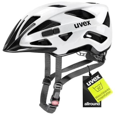 Abbildung von uvex active sicherer Allround Helm für Damen und Herren individuelle Größenanpassung erweiterbar mit LED Licht white black 56 60 cm