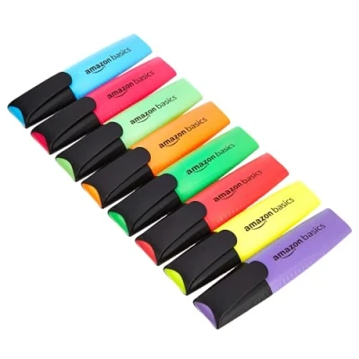 Abbildung von Amazon Basics Textmarkers in Mehrfarbig, Waschladungen, 8 stück (1er Pack)
