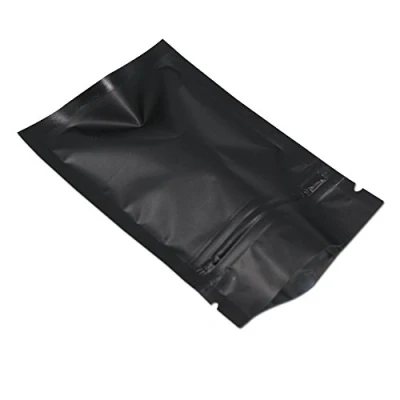 Abbildung von WACCOMT Pack 100 Stücke Matte Aluminiumfolie Verpackung Tasche Reißverschluss Selbstdicht Flachbeutel Lebensmittel Lagerung Geruchssicher Mylar Beutel (Matt Schwarz, 7x10cm (2.7x3.9 inch))