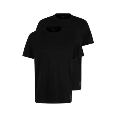Abbildung von TOM TAILOR Herren Crewneck T Shirt im Doppelpack, 29999 Black, L