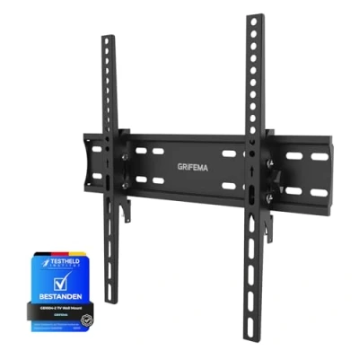 Abbildung von GRIFEMA 26 55 Zoll TV Wandhalterung — kann bis zu 50 kg tragen, neigbar (± 15) und ausziehbar, universelle 400 x mm VESA Halterung für flache/gebogene Fernseher