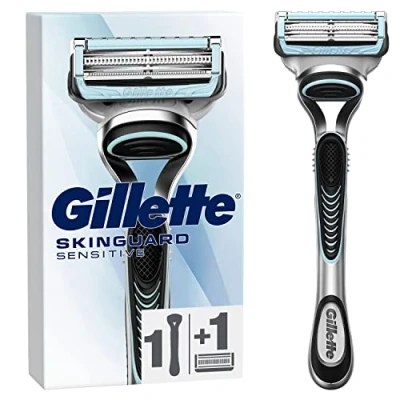 Abbildung von Gillette SkinGuard Sensitive Nassrasierer Herren, Rasierer + 1 Rasierklinge mit Hautschutz, Geschenk für Männer