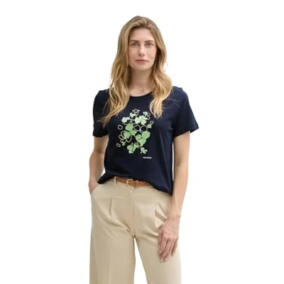 Abbildung von TOM Tailor CREW NECK Tshirt print, Damen, Größe: XL, True navy blue