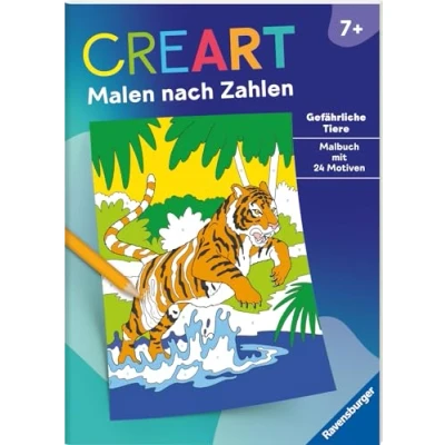 Abbildung von Ravensburger CreArt Malen nach Zahlen ab 7: Gefährliche Tiere, Malbuch, 24 Motive