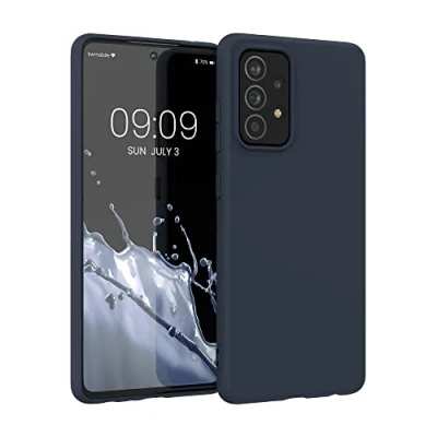 Abbildung von kwmobile Hülle kompatibel mit Samsung Galaxy A52 / 5G A52s weiches TPU Silikon Case Cover geeignet für kabelloses Laden Heidelbeerblau