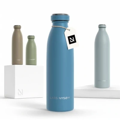 Abbildung von LARS NYSØM Edelstahl Trinkflasche 350ml, 500ml, 750ml, 1L, 1 5 liter Thermosflasche Kohlensäure geeignet Auslaufsichere Wasserflasche für Sport, Outdoor, Schule (Calypso Blue, 500ml)