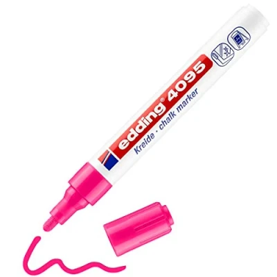 Abbildung von edding 4095 Kreidemarker neon pink 1 Kreidestift Rundspitze 2 3 mm für Tafel abwischbar zum Beschriften von Fenster, Glas, Spiegel Tafelstift mit deckenden Farben