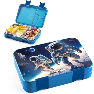 Abbildung von Jarlson® Brotdose Kinder mit Fächern TONI Lunchbox Bento Box auslaufsicher Jausenbox für Kindergarten und Schule Mädchen Jungen Vesperbox Snackbox (Weltraum)