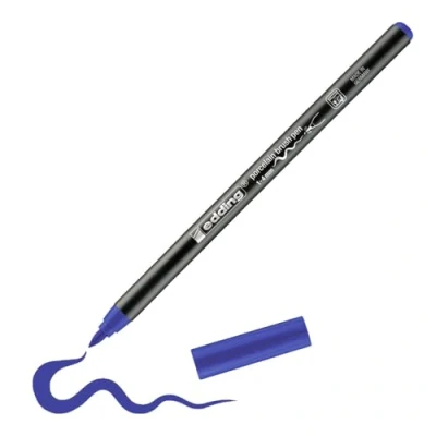 Abbildung von edding 4200 Porzellanpinselstift blau 1 Stift Pinselspitze 4 mm Filzstift zum Beschriften u. Dekorieren von Keramik, Porzellan spülmaschinenfest, lichtechte Tinte, schnell trocknend