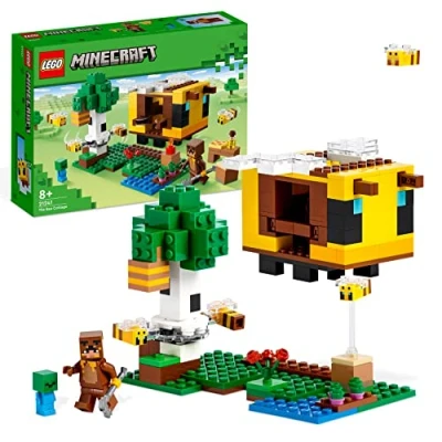 Abbildung von LEGO 21241 Minecraft Das Bienenhäuschen, Farm Spielzeug mit baubarem Haus, Baby Zombie und Tier Figuren, Geburtstagsgeschenk für Jungen Mädchen