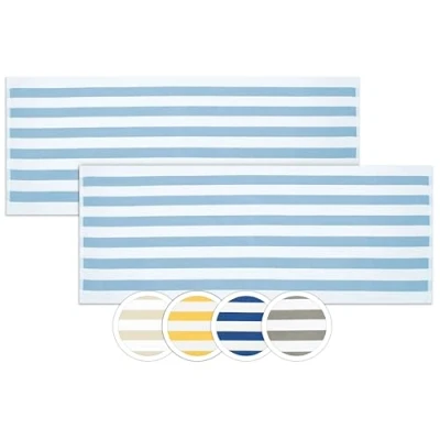 Abbildung von ZOLLNER 2er Set Strandtücher strapazierfähige und saugstarke Badetücher in 70x180 cm waschbar bis 95C Baumwolle Zeitloses Streifenmuster hellblau Oeko Tex® Zertifiziert
