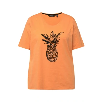 Abbildung von Ulla Popken Caviar BEAD Short Sleeve Pineapple TEE Tshirt print, Damen, Größe: 42/44, Apricot