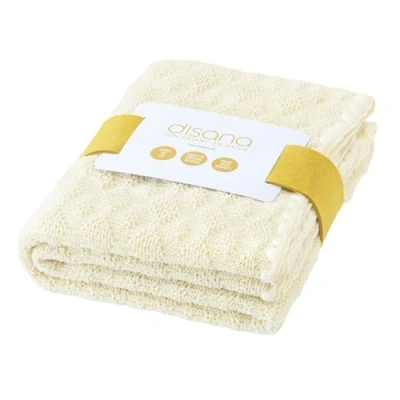 Abbildung von Disana WOLL BABYDECKE, 100% Bio Merinowolle GOTS, IVN Best kuschelweiche Strickdecke mit Ajourmuster Newborn Baby Kleinkind Kind Unisex Erstausstattung Made in Germany Natur