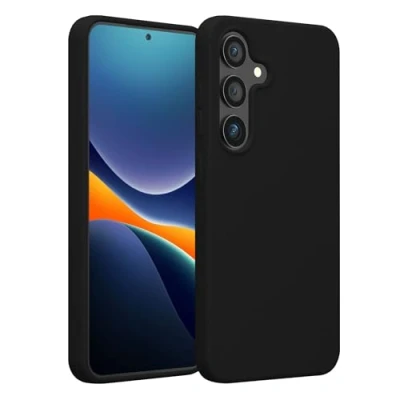 Abbildung von kwmobile Schutzhülle kompatibel mit Samsung Galaxy S25 Hülle Silikon Handy Case Handyhülle für weiche Oberfläche kabelloses Laden Schwarz