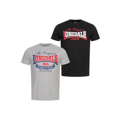Abbildung von Lonsdale Men&#039;s GEARACH T Shirt, Marl Grey/Black, M