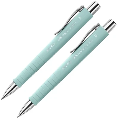 Abbildung von FABER CASTELL 205091 Kugelschreiber Poly Ball caribic blue, 2 Stück, mit auswechselbarer XB Mine, dokumentenecht