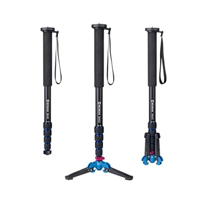Abbildung von Moman Einbeinstativ Kamera Stativ Einbein Reisestativ mit Standspinne, DSLR Monopod Wanderstock, 0,64kg Stativfuß, Leicht Tragbar Aluminium Bergstock, max. 165cm, 360 Grad drehbar 5 10kg Nutzlast