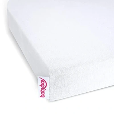 Abbildung von babybay Jersey Spannbetttuch Deluxe Doppelpack passend für Modell Original, weiß