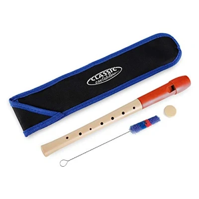 Abbildung von Classic Cantabile Pivella C Sopran Blockflöte aus Ahornholz mit Kopf Kunststoff, dadurch ideal für Einsteiger Deutsche Griffweise Inkl. Etui, Grifftabelle, Wischerstab und Korkfett Rot
