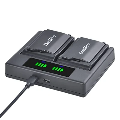 Abbildung von DuraPro 2X 2400mAh Akku + LED Dual USB Ladegerät mit Typ C Port für Sony PSP S110 2000 3000 Konsole (2001, 2002, 2003, 2004, 2005, 2006, 2007, 2008, 2010), 3000, Lite, Slim