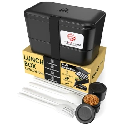 Abbildung von Umami Bento Lunchbox verschachtelbar 1500 ml All in One, Box Erwachsene, Mahlzeit Prep Container für Männer