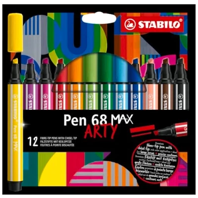 Abbildung von Premium Filzstift mit dicker Keilspitze STABILO Pen 68 MAX ARTY 12er Pack 12 verschiedenen Farben