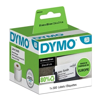 Abbildung von DYMO Original LabelWriter Namenschilder Etiketten 51 mm x 89 Rolle mit 300 selbstklebend für Etikettendrucker und Beschriftungsgerät