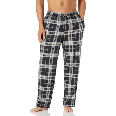 Abbildung von Amazon Essentials Herren Pyjamahose aus Flanell (erhältlich in Big &amp; Tall), Schwarz Gelb Karomuster, M