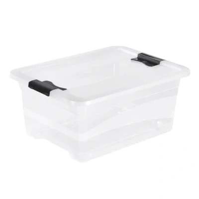 Abbildung von keeeper Aufbewahrungsbox mit Deckel und Schiebeverschluss, 39,5 x 29,5 17,5 cm, 12 l, Cornelia, Transparent