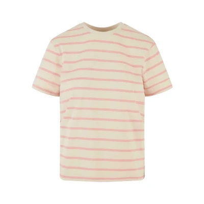 Abbildung von Urban Classics Striped Tshirt print, Damen, Größe: Large, Lemonadepink whitesand