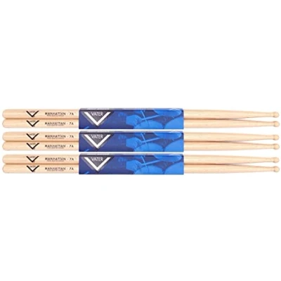Abbildung von Vater Drumsticks VS3P7AW 7A Manahattan American Hickory Serie Holzspitze 3 Paar