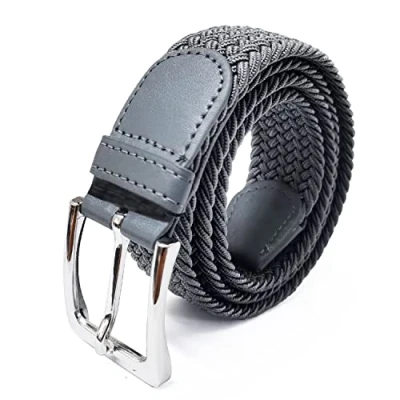 Abbildung von Glamexx24 Unisex Elastischer Stoffgürtel Geflochtener Stretchgürtel Dehnbarer Gürtel für Damen und Herren, Dunkelgrau, 120cm