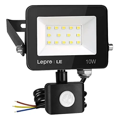 Abbildung von Lepro 10W LED Strahler mit Bewegungsmelder Außen, 850LM Außenstrahler 5000K Kaltweiß Superhell Scheinwerfer, Ideale Aussenleuchte für Garten, Innenhöfe, Garage, Haus, Hotel