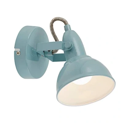 Abbildung von Briloner Leuchten Wandleuchte, Wandstrahler mit dreh und schwenkbarem Spot im Retro/Vintage Design, Fassung: E14 max. 40 Watt, Metall, Maße: 15.6x10 cm, Farbe: Mint Weiß