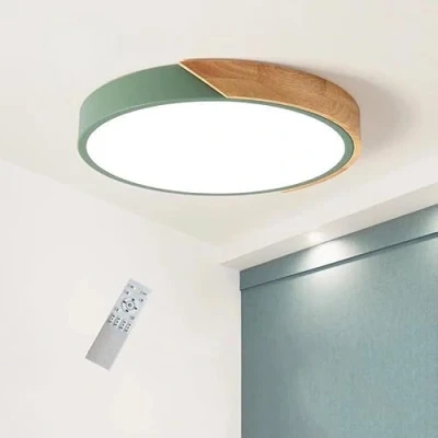 Abbildung von GHiycotdl Led Deckenleuchte Holz,40CM Dimmbare spülung Deckenlampe Holz,Leuchte Decke für Wohnzimmer Schlafzimmer Küche Lounge Flur (Grün 40CM)