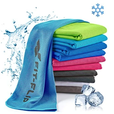 Abbildung von Fit Flip kühlendes Handtuch als Cooling Towel und mikrofaser Kühltuch Sporthandtuch Airflip für Fitness Sport Ice Kühlhandtuch (blau, 120x35cm)