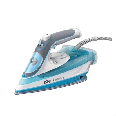 Abbildung von Braun TexStyle 5 Dampfbügeleisen SI 5006 BL Bügeleisen mit Freeglide 3D Bügelsohle, Vertikaldampf, 2600 Watt, Dampfstoß 180 g/min, 330 ml Wassertank, Blau