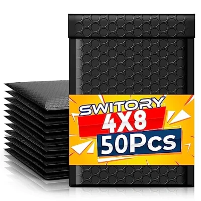 Abbildung von Switory 50pcs 10.2x17.7cm Versandtaschen, Gepolsterte Umschläge Bubble Lined Poly Mailer Selbstversiegelnde Rosa für die Verpackung